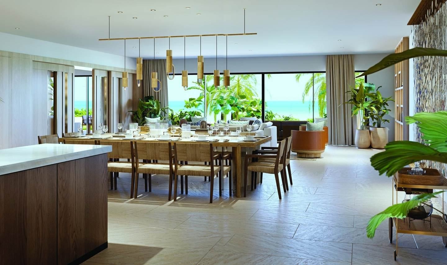Comedor con vistas al mar